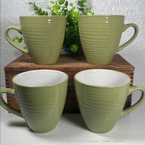 Sage Green Ceramic Mugs Set of 4 Coffee Tea Cocoa Drink Mugs